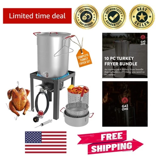 High Heat Outdoor 30QT Turkey Fryer & 10QT Fish Fryer - All-in-One Cooking Kit