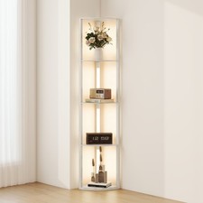 HOMCOM Corner Floor Lamp with Warm White LED Light, Oak