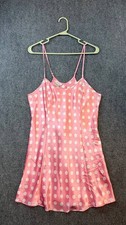 Vintage Pink Polka Dot Slip Nightgown M Lingerie Cacique Polyester