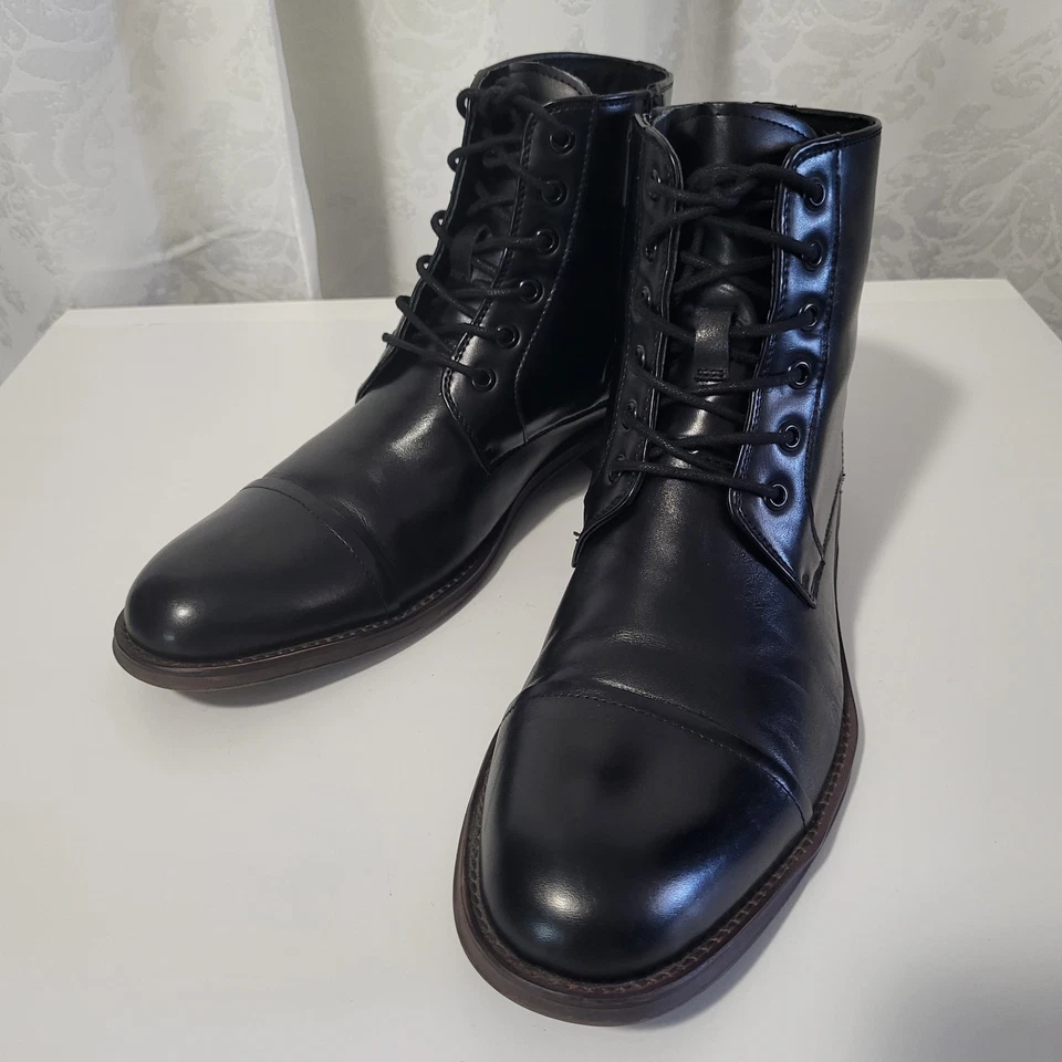 Kenneth Cole Reaction Men's Leather Ankle Lace Up Zipper Boots Sz 10.5M Black - Image 4 of 4