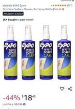 Dry Erase Surface Cleaner, 8oz Spray Bottle Set of 4