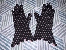 VTG BNWOT 1950s Dress Gloves Black Pink Striped Germany US Zone Sz 6 1/2
