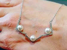 Image of Authentic Swarovski Edify Pearl Rhodium Plated Medium Necklace 36cm So Pretty