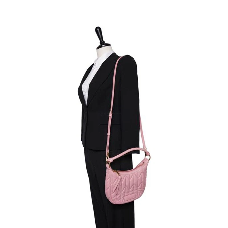 Borsa donna Miu Miu in pelle di agnello rosa trapuntata Matelasse Trapunta Hobo