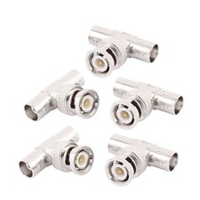 5 x BNC Q9 3 Way T Connector 1 Male to 2 Female Video Adaptor