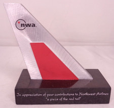 Northwest Airlines Employee Recognition Award "A Piece of the Red Tail" NWA 6622