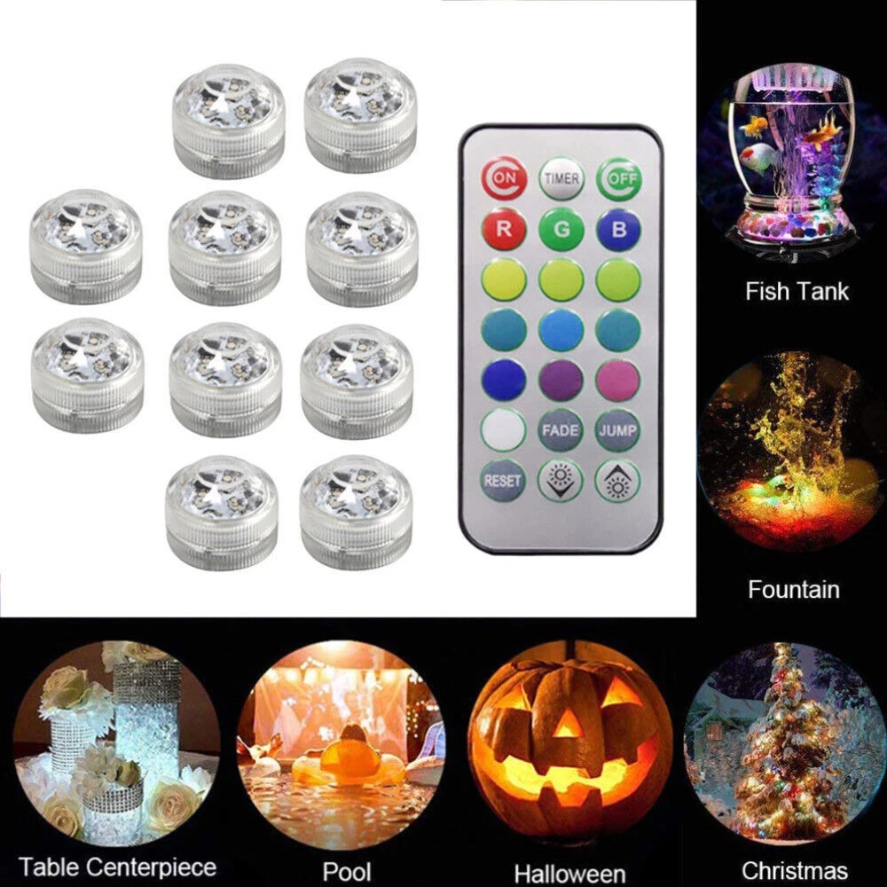 Mini Submersible Led Lights with Remote Small Underwater Led Tea