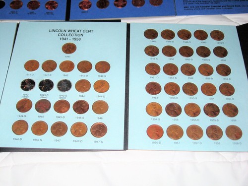 6 BOOKS LINCOLN PENNIES DATING 1909-1975- ALOT OF WHEAT EARS & LINCOLN MONUMENT - Picture 4 of 9