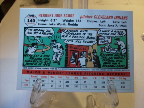 2001 Topps Archives Reserve Baseball Card #74 Herb Score '56 (82782) - Picture 2 of 2