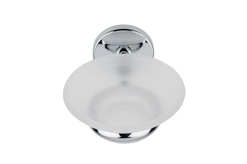 Croydex Frosted Glass Soap Dish with Chrome Wall Mount - Hampstead - Picture 2 of 6