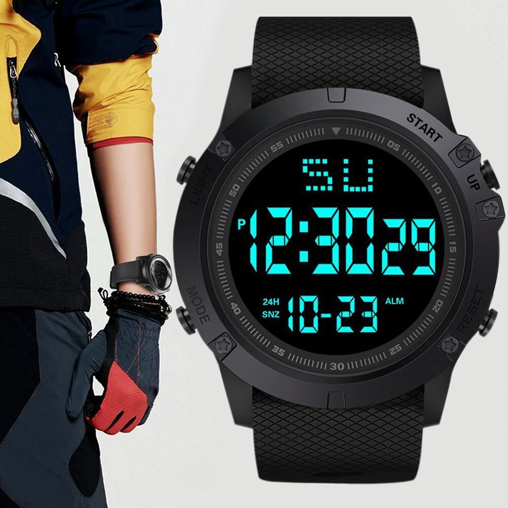 Men's Sports Watch LED Screen Large Digital Face Waterproof Wristwatch