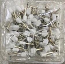 BM 00553 Insulated End Sleeve/Bootlace Lug,2X0.75mm2/18 AWG, White, 200 Pc's Pkt