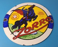 Vintage Shell Gasoline Sign - Zorro Gas Pump Service Automobile Motor Oil Sign