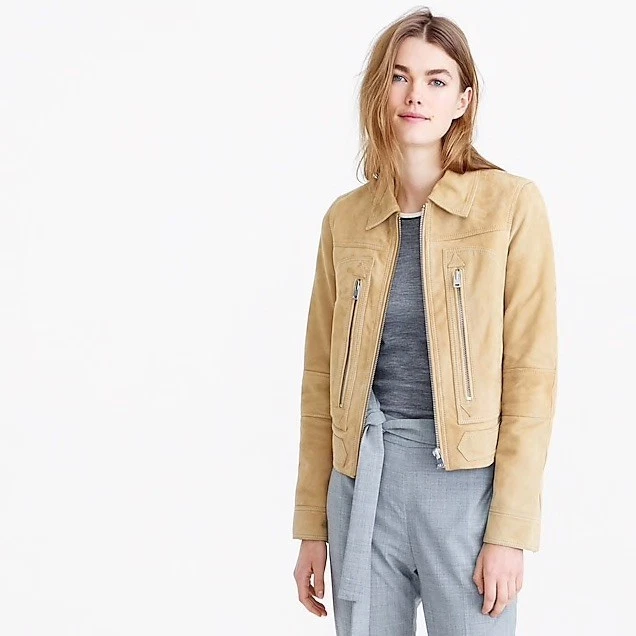 Chaqueta de aviador de vuelo de gamuza J Crew Collection, 0, para mujer Foto 3 de 4