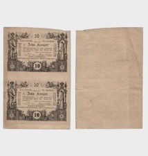 Austria - 1860 – 2x 10 Kreuzer - RARE - UNCUT SHEET -  VF  - #CO7319