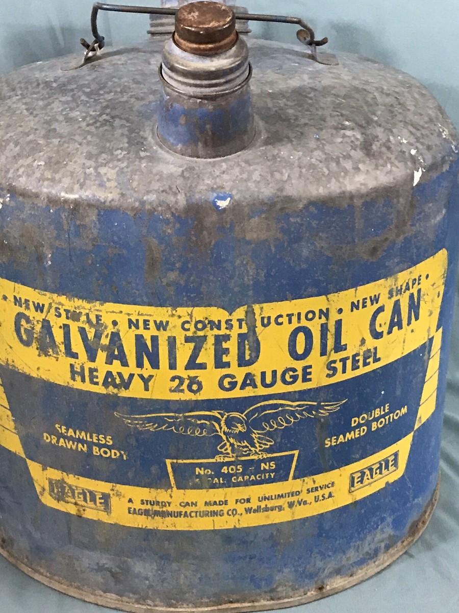 EAGLE社製 ビンテージ トラッシュ缶 Vintage Eagle Galvanized blue Gas Oil Can 2 gallon #402 NS heavy