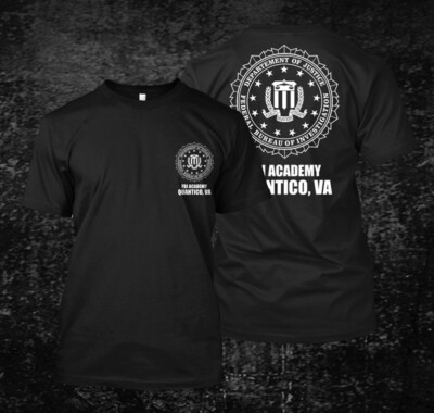 FBI academy 2 Quantico BW  -  custom front and back t-shirt tee