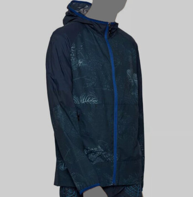 $348 Boss Hugo Boss Men's Blue Packable Lightweight Hooded Jacket Coat Size 2XL