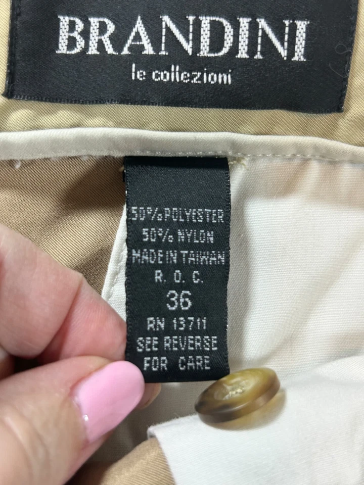 Shorts Brandini masculino plissado cáqui tamanho 36 golfe casual preppy - Imagem 3 de 4