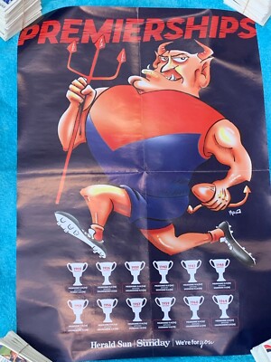 HEROLD SUN, AFL POSTER HIGHLIGHTING MELBOURNE GRAND FINAL WINS. 420mm x 590mm.