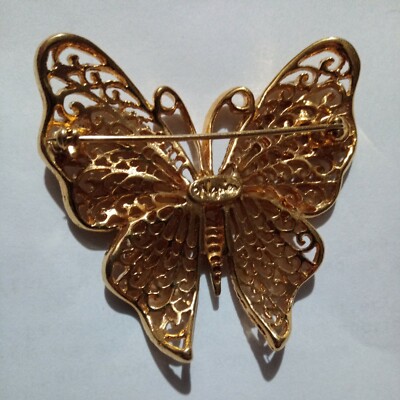 vintage 1960\'s gold-tone Napier filigree butterfly brooch. Huge Napier 1960s Statement Butterfly Brooch - The Napier  main image 2