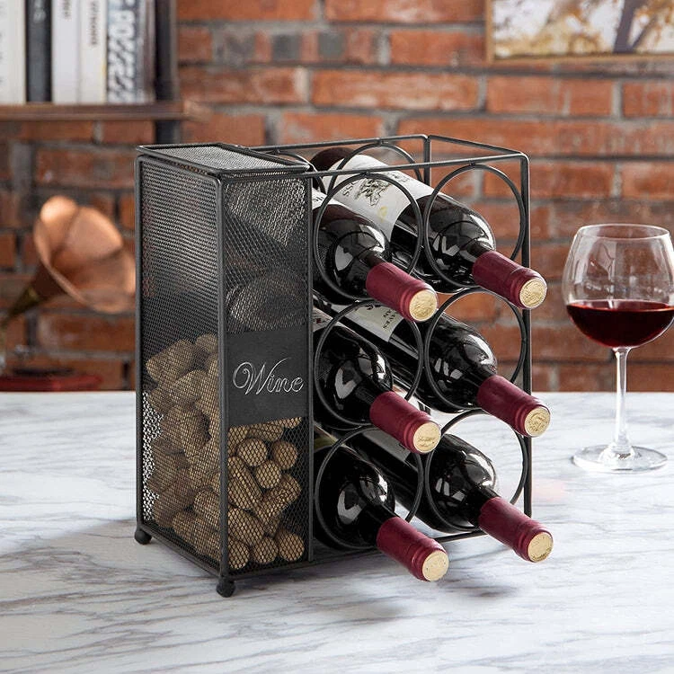 Wine rack with cork storage outlet