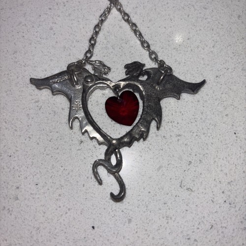Coeur Sauvage Alchemy Gothic Pewter Dragon Necklace Red Crystal • Rare • VGC - Picture 3 of 3