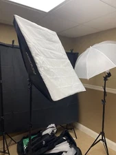 Julius Studio Large Heavy Duty Backdrop Stand with backdrop and lightboxes 