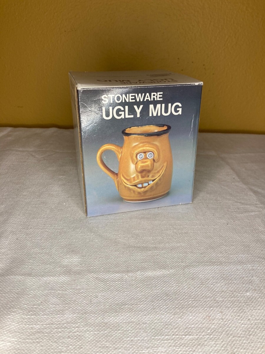 Vintage 70s Ugly Mug Pottery Funny Face New in Box Collectible