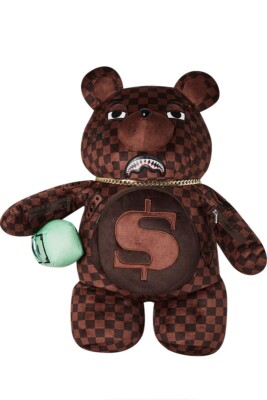 Sprayground Brown Teddy Bear Backpack Monogram Money Checkered Bag *SOLD OUT  