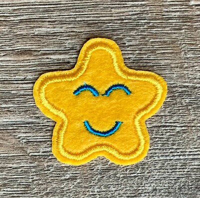 Stern Patch Aufnäher Bügelbild Tier Deko Verzierung Star Smile