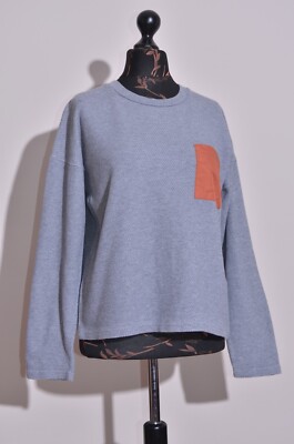 Global Work Japan Damen grau Baumwolle leichter kastiger Pullover Größe M