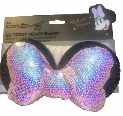 DISNEY The Creme Shop x Minnie Mouse 3D Teddy Spa Purple Headband Bow - Picture 1 of 6