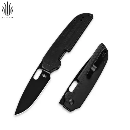 Kizer Varatas Drop Point Folding Knife Nitro-V Blade Black G10 Handle V3637A1
