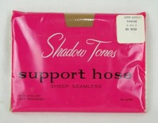 Vtg. Women's Shadow Tones Support Hose Sheer Seamless Fanfare A 8.5- 9 RN18768