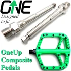 Titanium Pedal Axles 105mm SHORT for OneUp Composite – 6mm Lock Nut – NOT 115mm