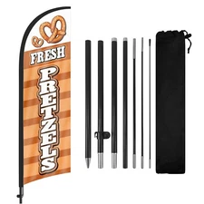 FSFLAG Fresh Pretzels Swooper Flag 8FT with Pole, Feather Banner for Pretzel Ads