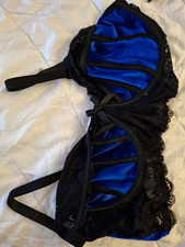 Damen BH-Set XL mit Bügel Schwarz/Blau Satin...