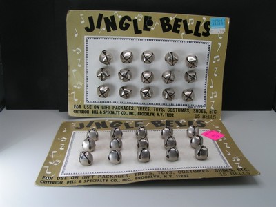 Vintage 2 Piece Criterion Bell Jingle Bells 15 Bells each Card -  .5 '' Bells