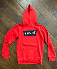 Levi's Unisex womens xs Red Pullover Hoodie Cotton Knit Logo Pocket