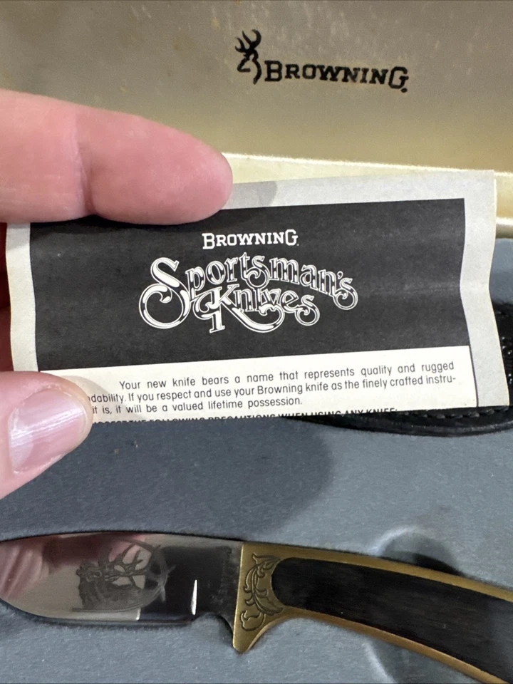 Cuchillo Grabado Alce Edición Limitada BROWNING De Colección 0586 de 3000 Hecho en EE. UU. Foto 4 de 4