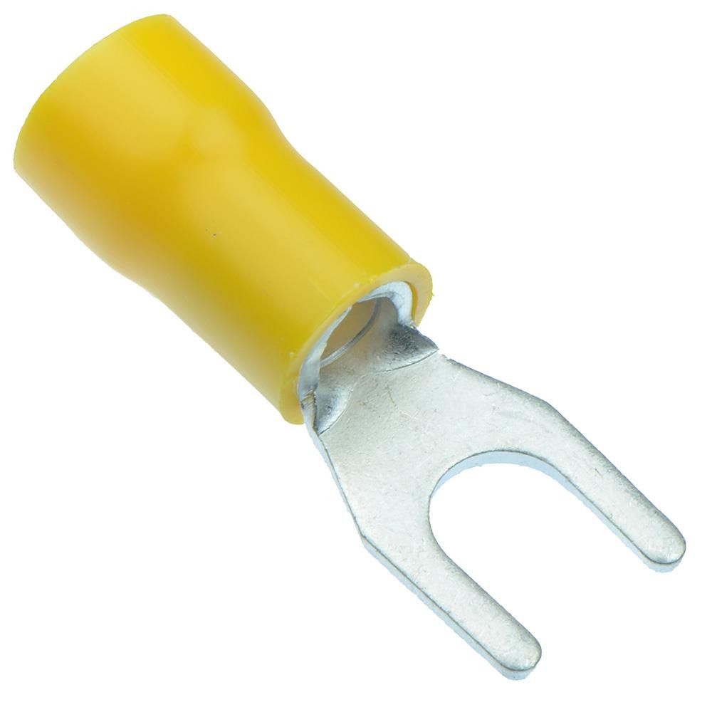 25 x Yellow 5.3mm Insulated Crimp Fork Terminal Connector