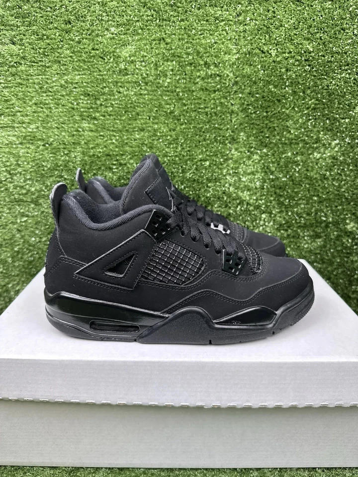 Size 5.5 (GS) - Jordan 4 Retro 2020 Low Black Cat - Image 3 of 4
