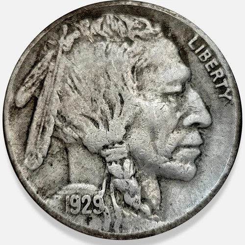 1929-S Buffalo Nickel 5c Fine F+ * Original Surfaces * 1929S
