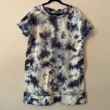Chico's Blue White Tie Dye Shift Dress Loungewear Shirt Dress Women 2 / 12 / 14