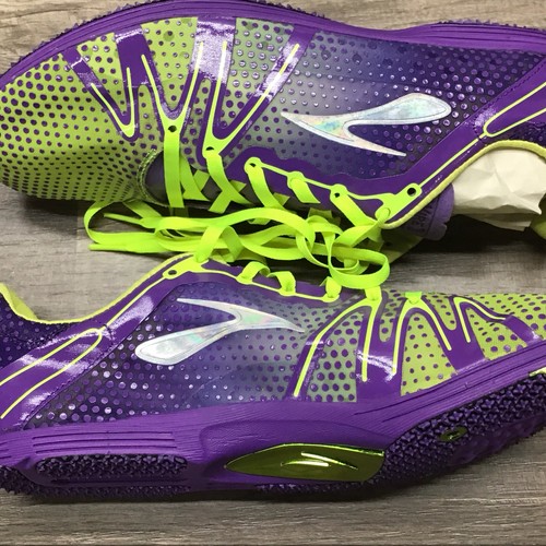 BROOKS Wire 3 Track Shoes Women's 10.5 with Spikes Purple Yellow 1000221D575. G1 - Picture 13 of 16