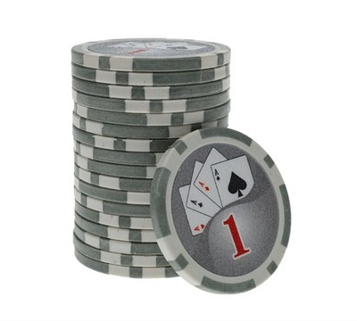 WE Games Grey ''1'' Poker Chip, 11.5 Gram, Set of 25