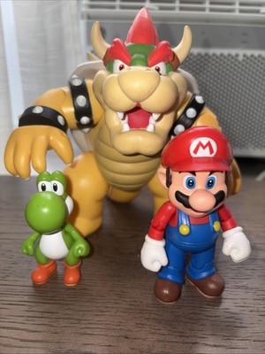 Mario Bowser And Yoshi Action Figures 3-Pack Bundle Figures Only Nintendo