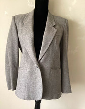 Women s Gray Solid Blazer Jacket..One-Button Notch Lapel Long Sleeve