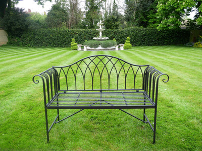 Ausgefallen verziert klassisch schwarz Vintage Stil Metall Garten 2 Sitzer Bank Terrasse Sitz